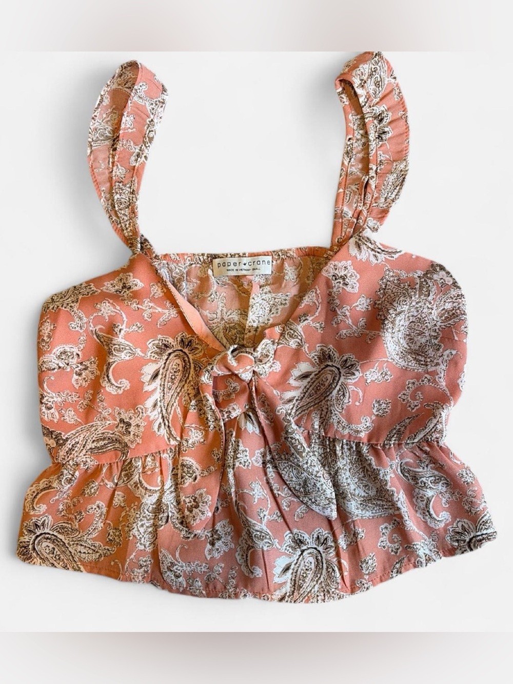 Paper Crane Coral Paisley Tie-Front Camisole